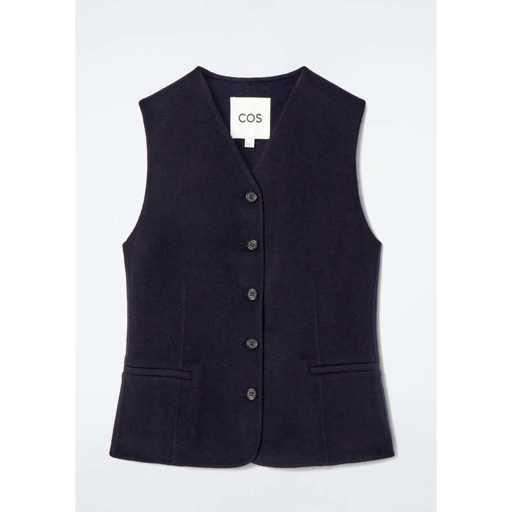 COS Womens Double Faced Wool Waistcoat Size S EU 34 US Deep Navy Quiet Luxury